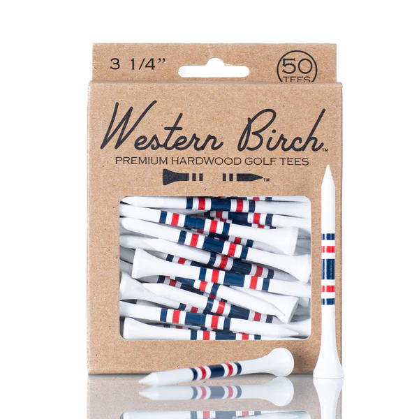 Western Birch Golf Company "Boston Tee Party" 3.25" Striped Golf Tee